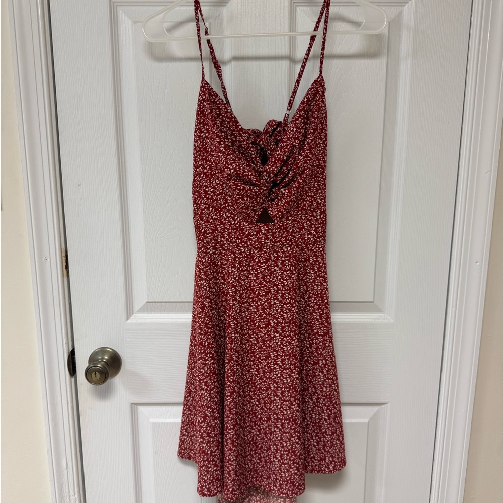 SHEIN Red Floral Mini Dress with Open Back